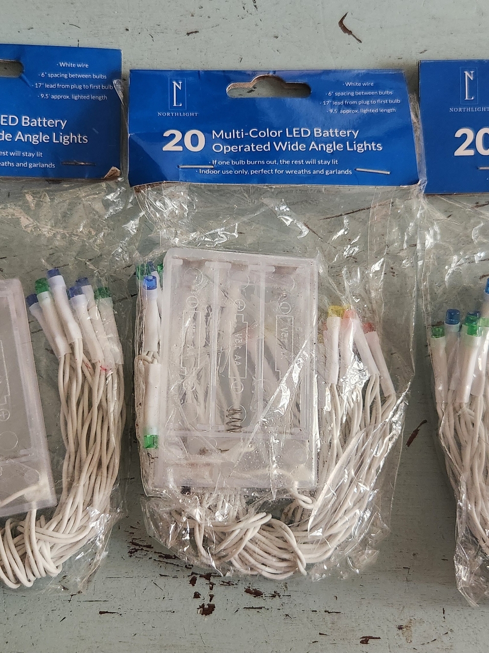 Multi-Color LED Battery Operated Wide Angle String Lights - White Wire